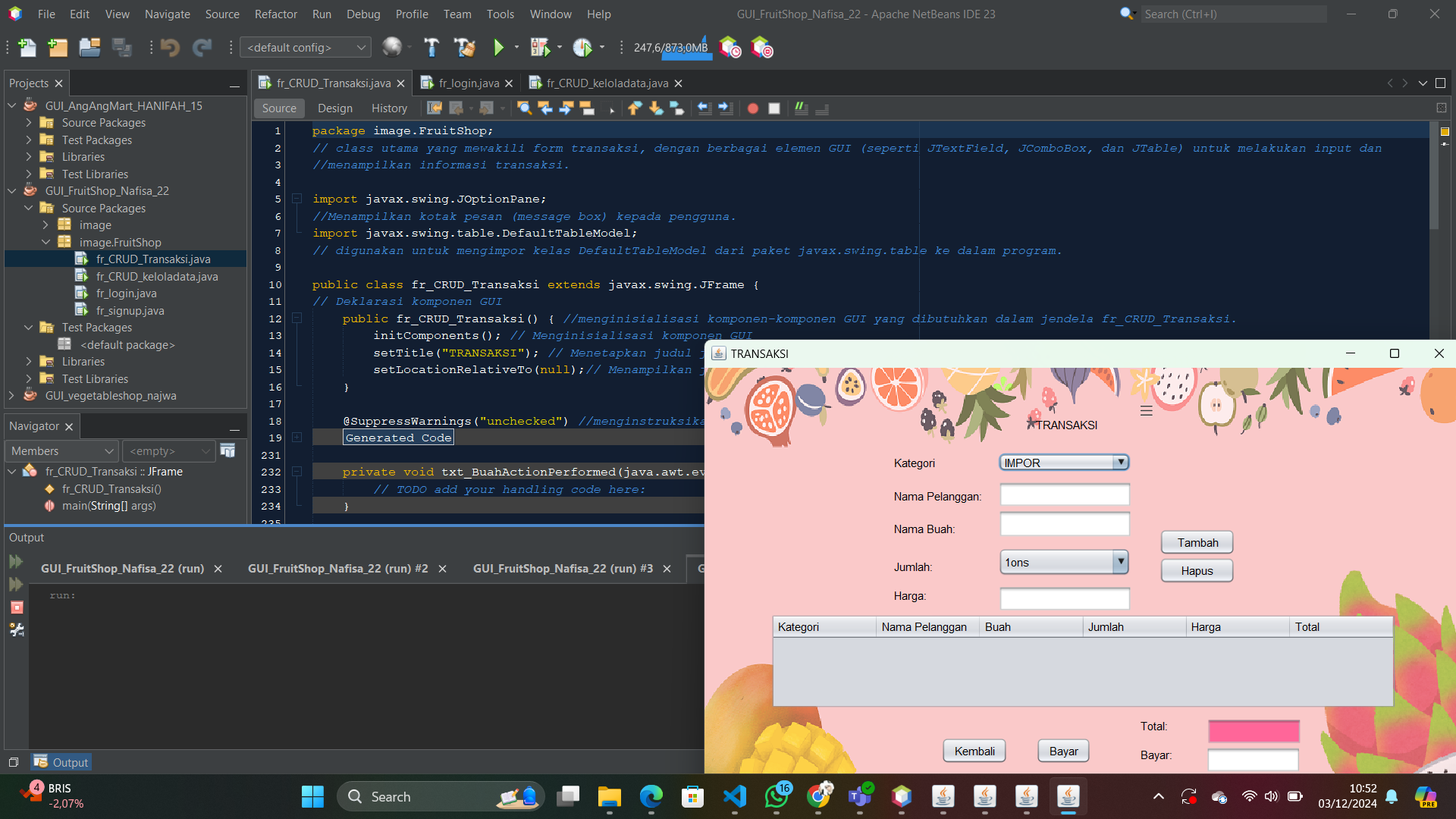 Java project screenshot